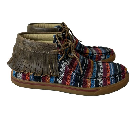 Twisted X Women's Serape Fringe Moccasins Size 6.5M Multicolor Southwestern Boho - Picture 1 of 9